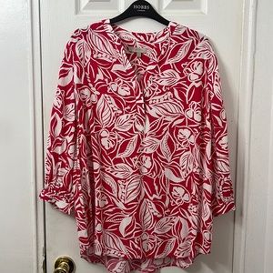 Hobbs London Essie Blouse Magenta White UK 14 US 10